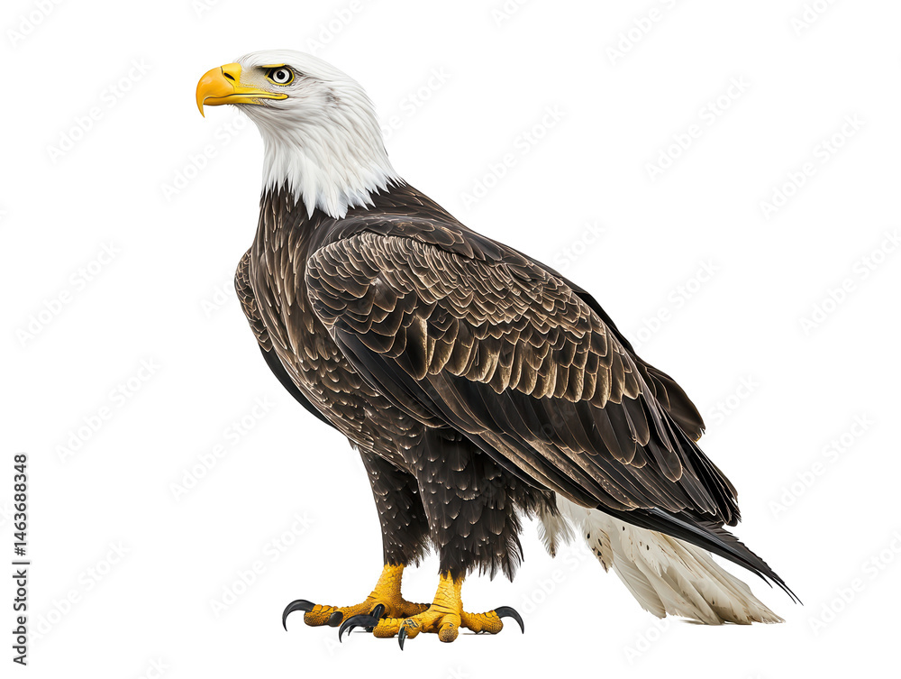Naklejka premium Isolated Bald Eagle Standing with Intense Gaze