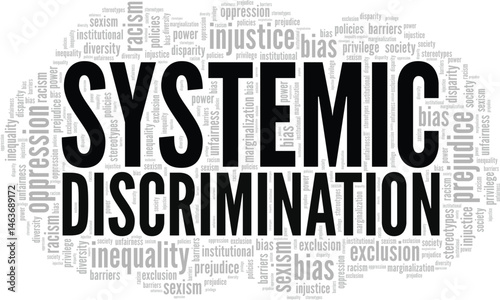 Systemic Discrimination word cloud conceptual design isolated on white background.