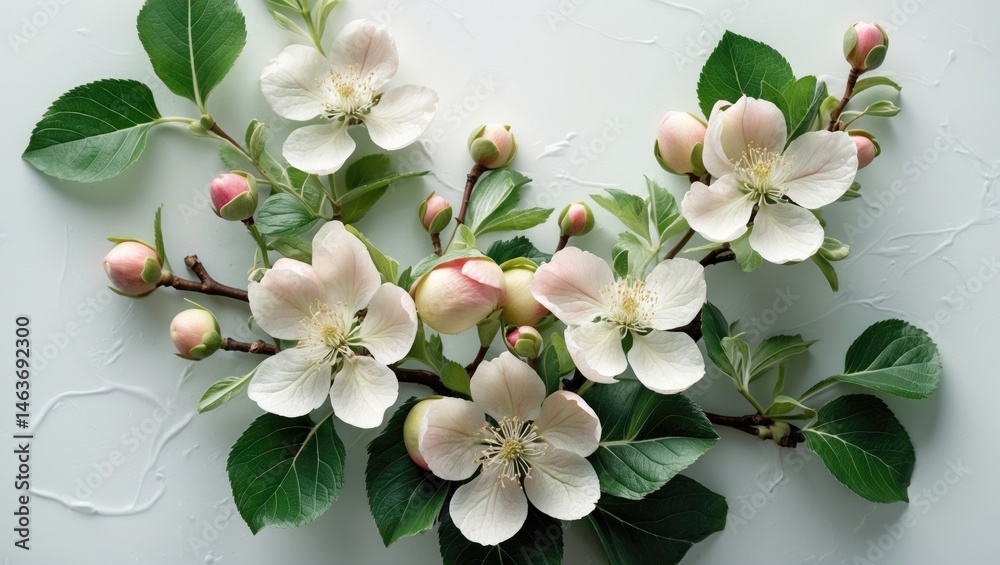Fototapeta premium Isolated apple flower buds on white backdrop