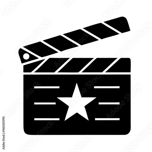 Movie Clapperboard with Star Representing Film Production and Cinematic Recognition