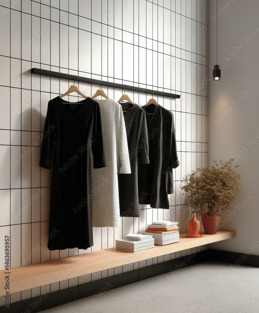 Modern Clothing Display in a Minimalist Room