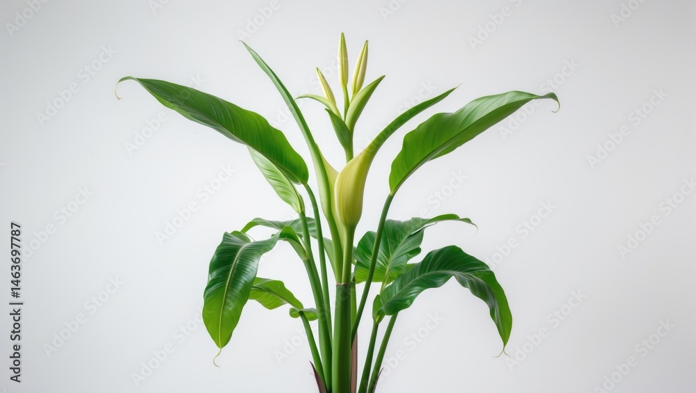 Fototapeta premium Isolated banana lily plant on a white backdrop