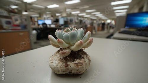 Succulent on Office Desk.