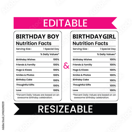 
Birthday Nutrition Label Template, Birthday Girl Facts, Birthday Boy Facts, Nutritional Labels, Nutrition facts template, Supplement facts template , Vitamin facts ,Label Design, Nutrition Facts Labe