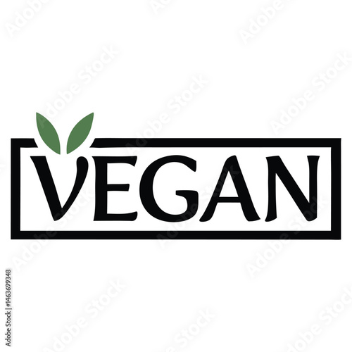 Vegan label design with leaves featuring a bold sans-serif typeface for plant-based products