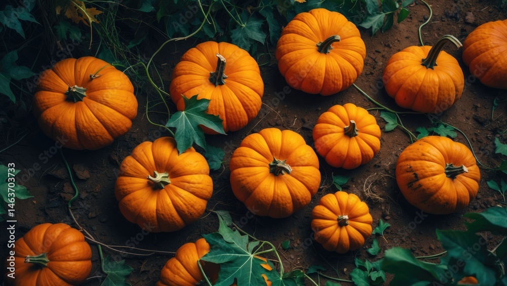 Fall's Bounty: Pumpkin and Gourd Farm Scene Fall's Bounty: Pumpkin and Gourd Farm Scene