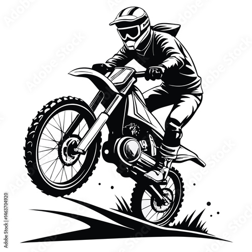 Extreme Dirt Bike Rider Jumping - Motocross Action Silhouette Clipart