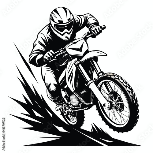 Extreme Dirt Bike Rider Jumping - Motocross Action Silhouette Clipart