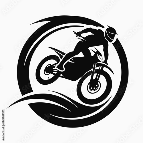 Extreme Dirt Bike Rider Jumping - Motocross Action Silhouette Clipart