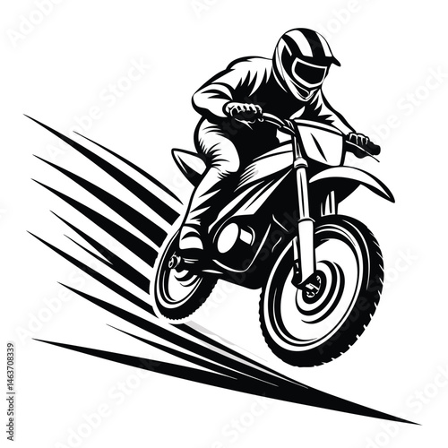 Extreme Dirt Bike Rider Jumping - Motocross Action Silhouette Clipart