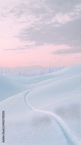 Obraz na płótnie Serenity Embodied: The Silent Beauty of a Snowy Dawn in a Pine-Laden Winter Landscape w salonie