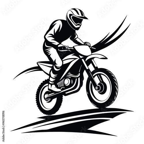 Extreme Dirt Bike Rider Jumping - Motocross Action Silhouette Clipart