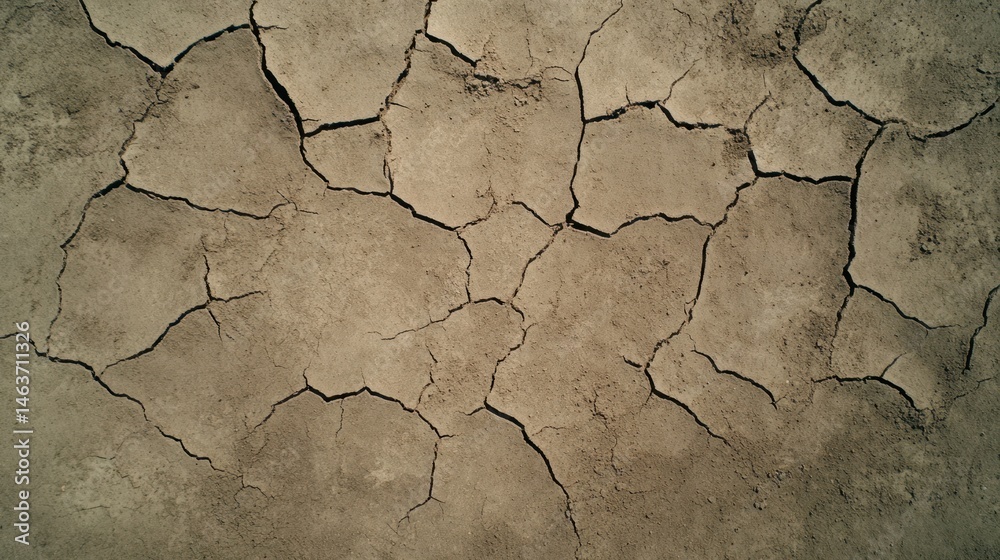 Fototapeta premium Dry cracked earth texture arid ground surface detail