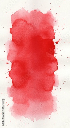 Abstract Red Watercolor Stain on White Textured Paper Background