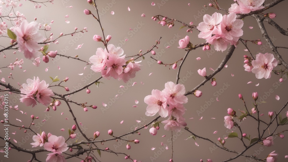 Fototapeta premium A beautiful impression is conveyed by the cherry blossom background