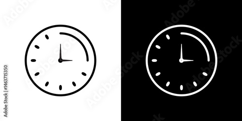 Time quarter past icon set in line.