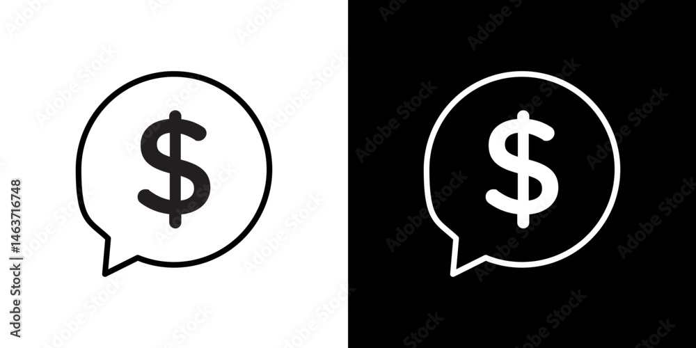 Comment dollar icon set in line. Comment dollar icon set in line.