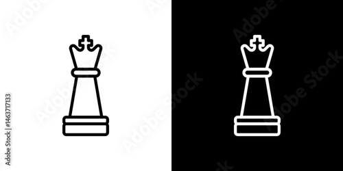 Chess queen icon set in line.