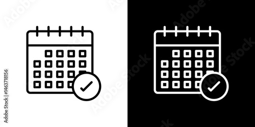 Calendar check icon set in line.