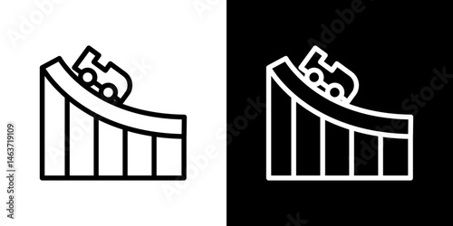 Roller coaster icon set in line.