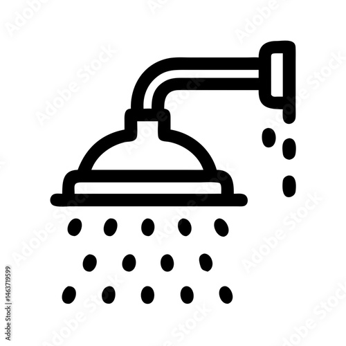 Shower Head with Water Spray Icon Representing Bathing and Personal Hygiene