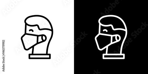 Person in mask icon set in line.