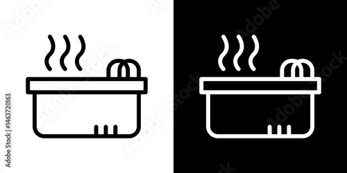 Hot tub icon set in line.