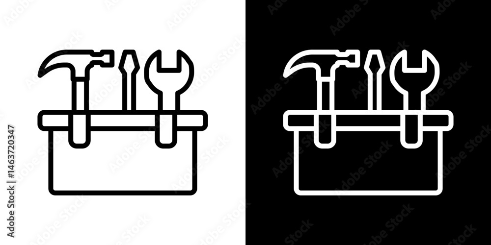 Toolbox icon set in line. Toolbox icon set in line.
