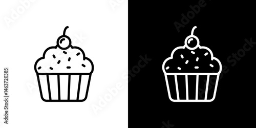 Cupcake icon set in line.