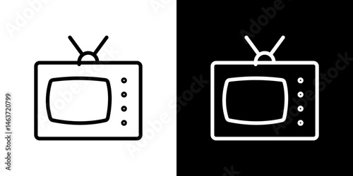 Tv retro icon set in line.