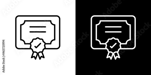 Diploma icon set in line.