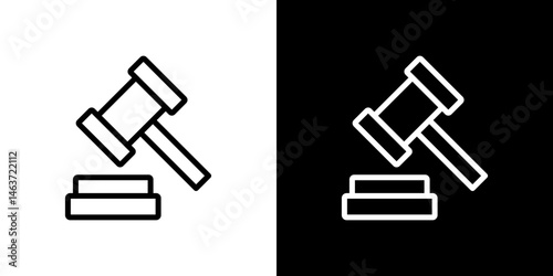 Auction icon set in line.