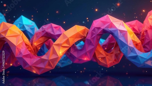 Geometric shapes in a continuous loop, vibrant color scheme, trend, seamless, minimal