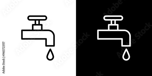 Faucet drip icon set in line.