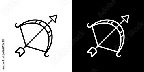 Bow arrow icon set in line.