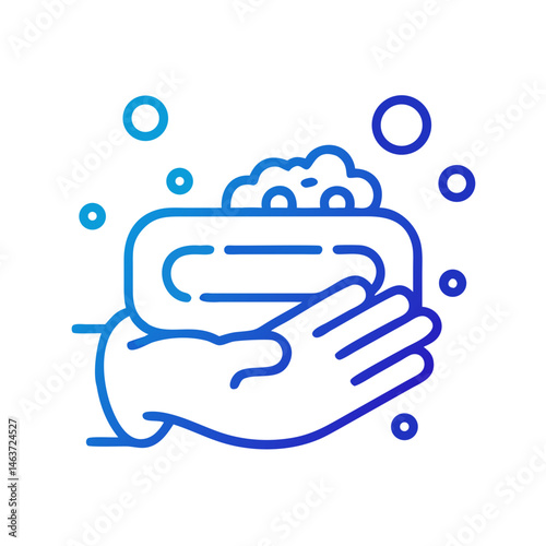 Soap Bar with Bubbles Icon Representing Hand Hygiene and Personal Cleanliness