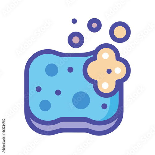Soapy Sponge Icon Representing Cleaning Pad and Scrubbing Tool