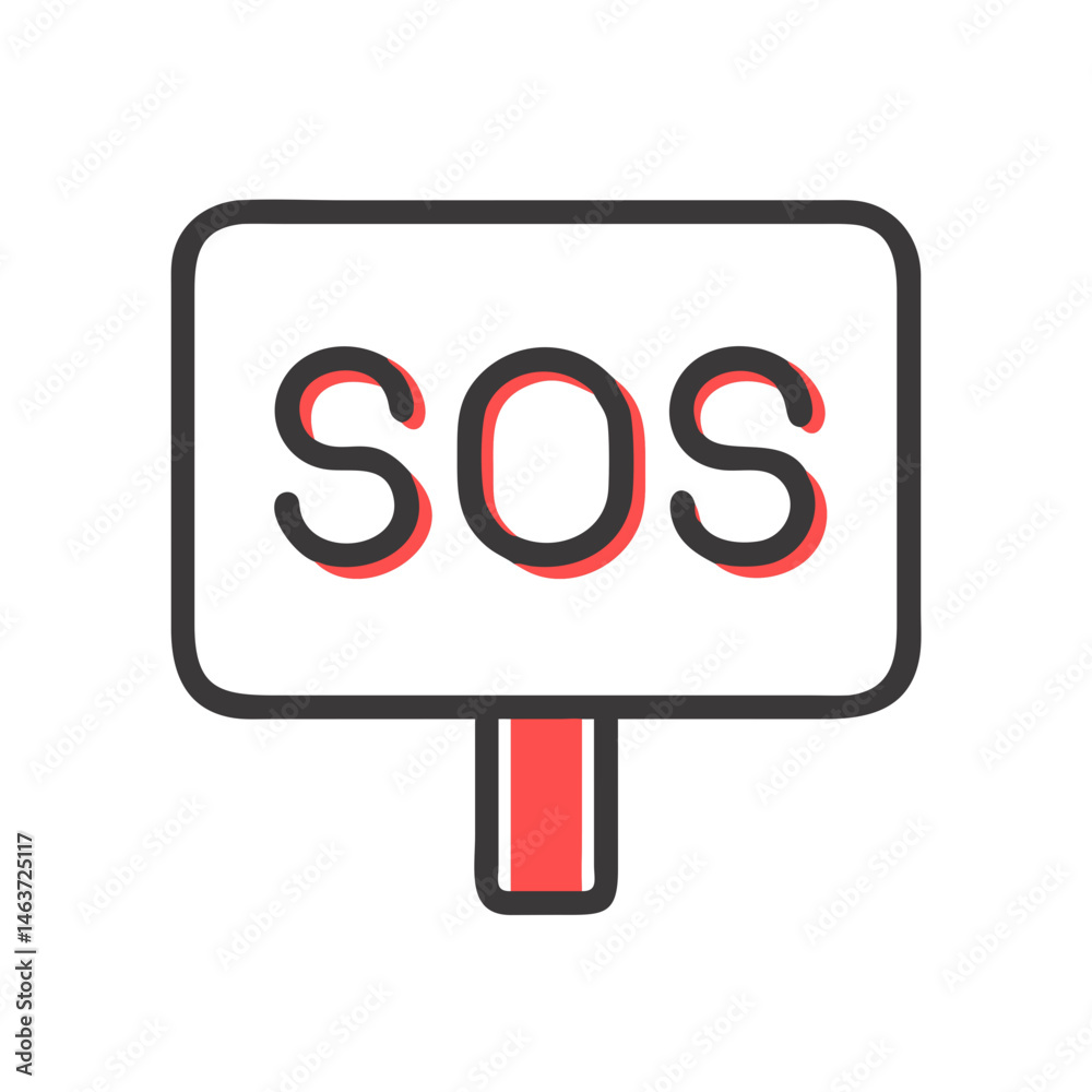 SOS Sign Icon Representing Distress Signal and Emergency Alert SOS Sign Icon Representing Distress Signal and Emergency Alert