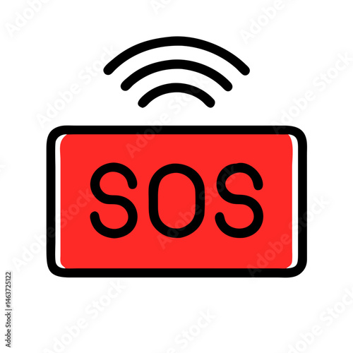 SOS Sign Icon Representing Distress Signal and Emergency Alert
