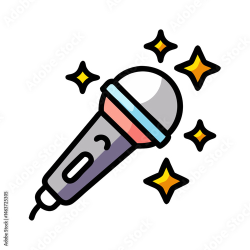 Sparkling Microphone Icon Representing Celebrity Singing and Stage Performance