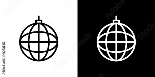 Disco ball icon set in line.