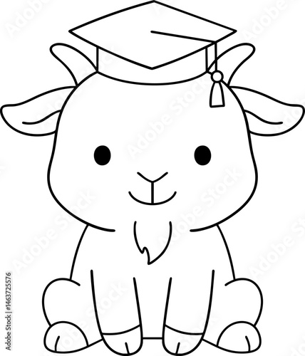 Cute animal wearing graduation cap, symbolizing achievement and celebration