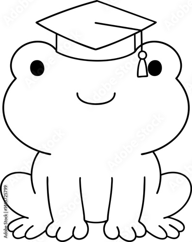 Cute frog wearing graduation cap, symbolizing achievement and celebration