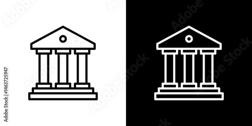 Bank icon set in line.