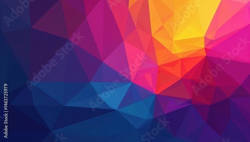 Abstract geometric shapes with vibrant color gradients, texture, bright, bold
