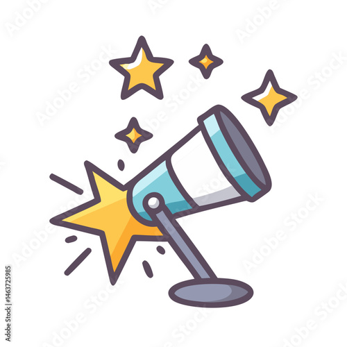Spotlight with Sparkles Icon Representing Celebrity Status and Public Attention