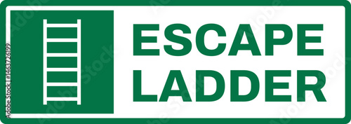 emergency and first aid safety signs v2 uppercase text_escape ladder_landscape size 1/2 a4,a3,a2,a1	 
