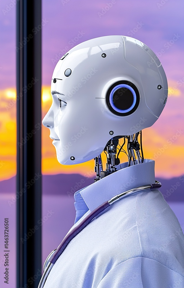 Naklejka premium blue robot cyborg