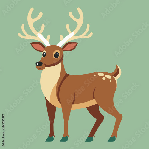 Rudolph the reindeer carrying a Christmas tree cartoon illustration