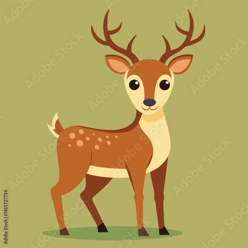 Rudolph the reindeer carrying a Christmas tree cartoon illustration